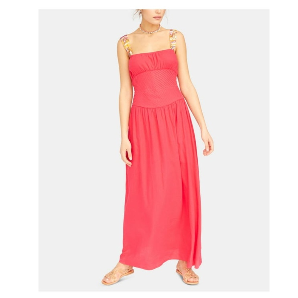 FREE PEOPLE Womens Pink Sleeveless Square Neck Maxi